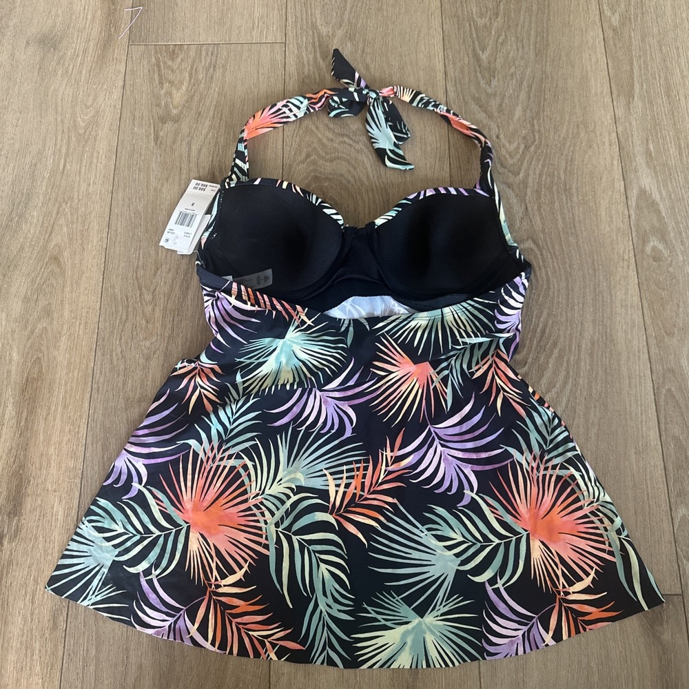 Leilani Palm Breeze Maui Tankini Swim Top Tropical Full Support Underwire Size 8 - Picture 4 of 7